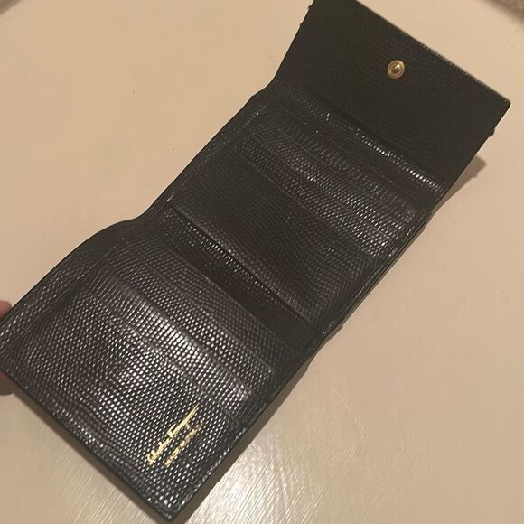 Salvatore Ferragamo Vara Bow Compact Wallet Black Grain Leather Preppy Old Money - Picture 7 of 14